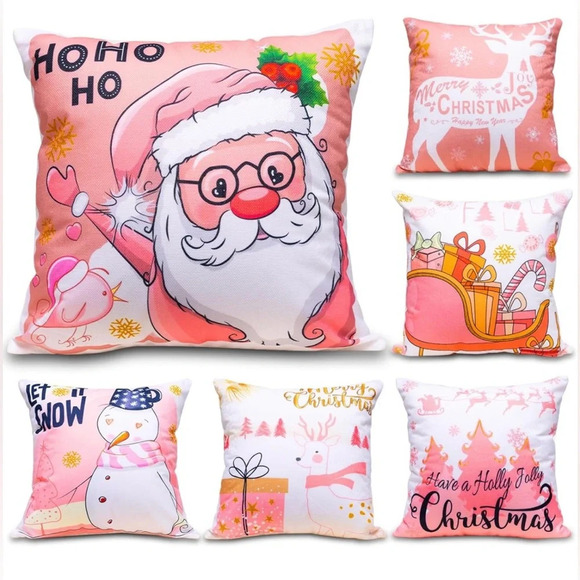 6 Pack Christmas Pillow Covers 18 x 18 Inch Brand New Washable Canvas Zipper - Picture 1 of 12